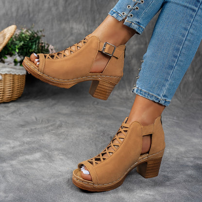 Women's Lattice Heel Adjustable Sandals