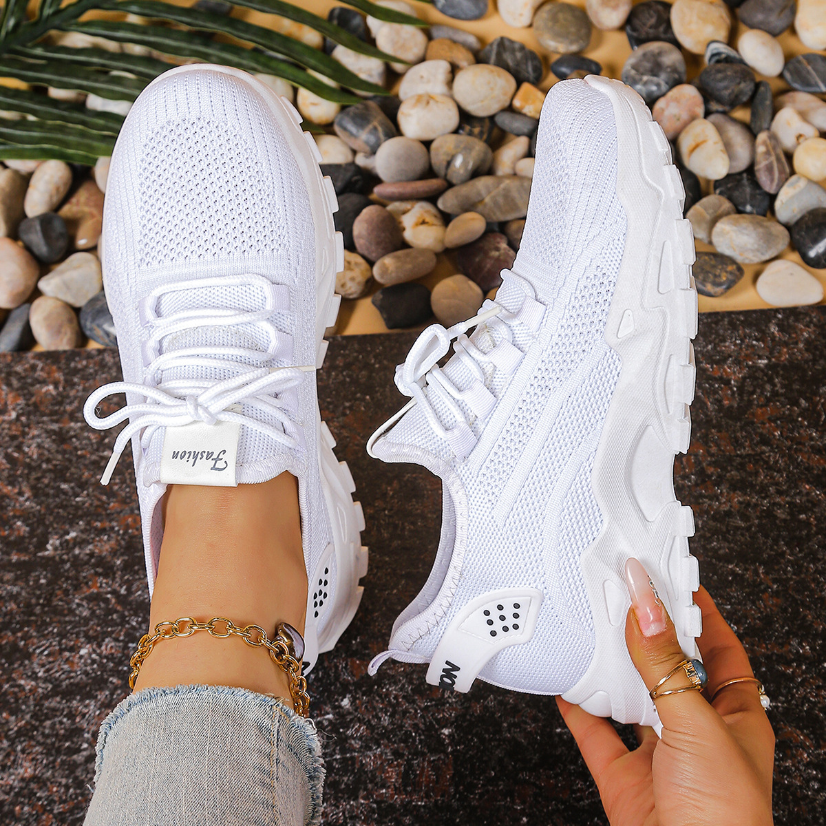 Women's Chunky Mesh Lace-Up Sneakers