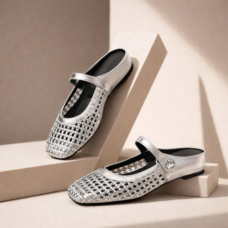 Sienna | Women's Mary Jane Mules Woven Flat Slip On Shoes