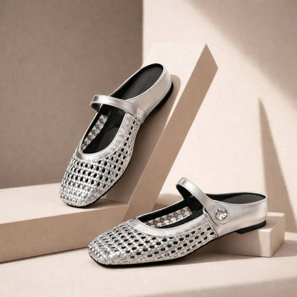 Sienna | Women's Mary Jane Mules Woven Flat Slip On Shoes
