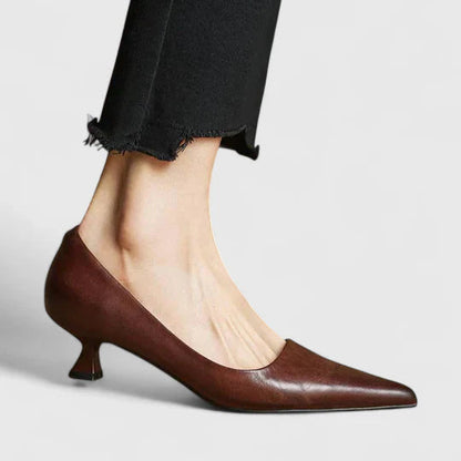Louisa | Women's Pointed Toe Slingback Kitten Heels in Burgundy