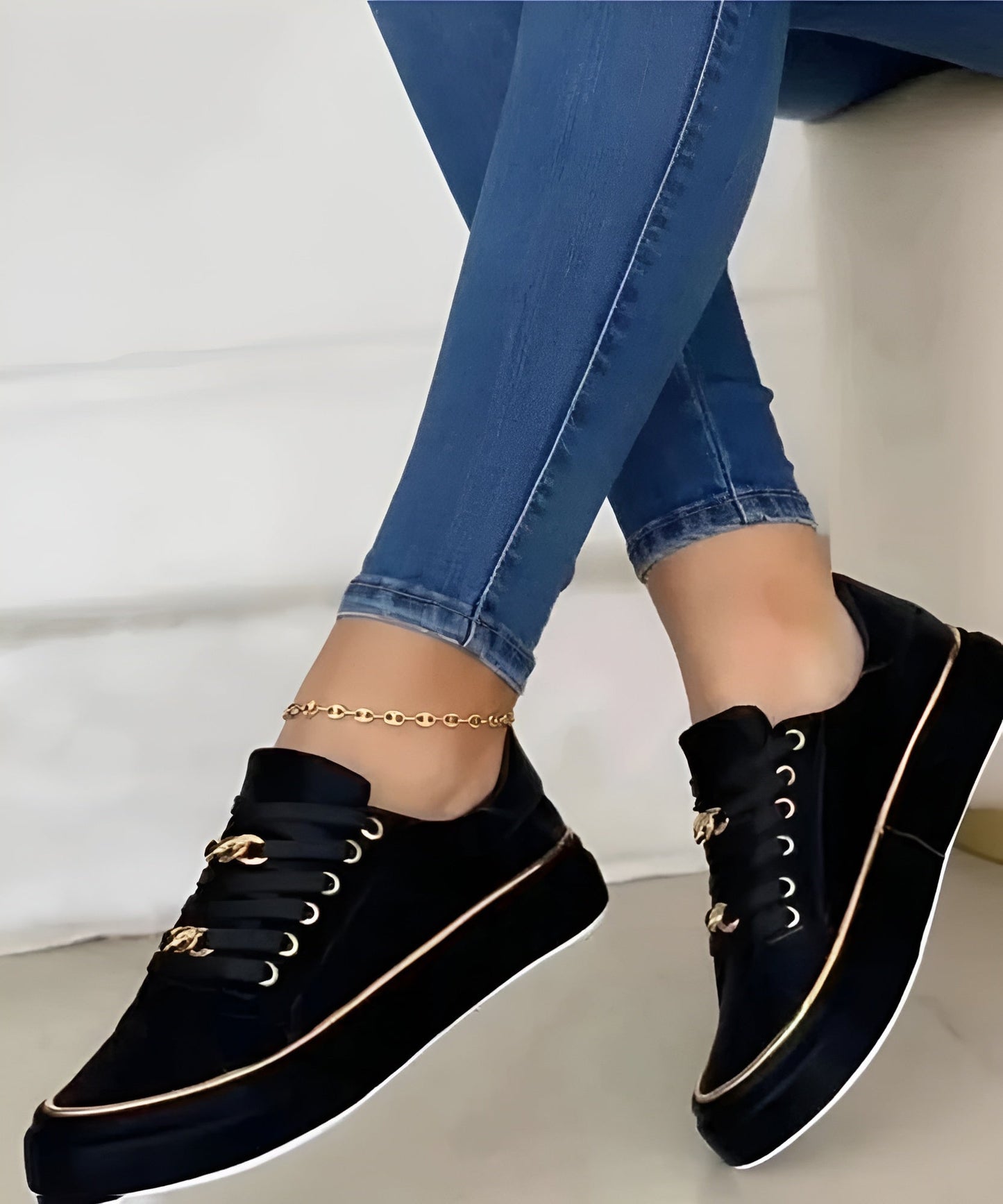 Women's Platform Sneakers with Chain Detail