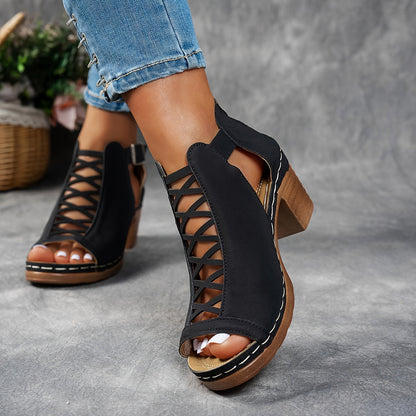 Women's Lattice Heel Adjustable Sandals
