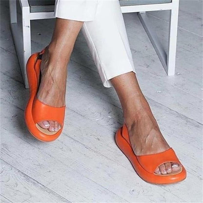 Women's Peep-Toe Slingback Flat Sandals