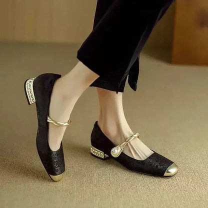 Women's Pearl Strap Mary Jane Heels