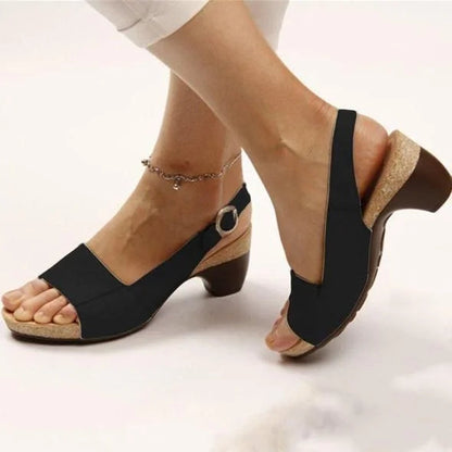 Camila | Women's Block Heel Slingback Sandals with Buckle Strap