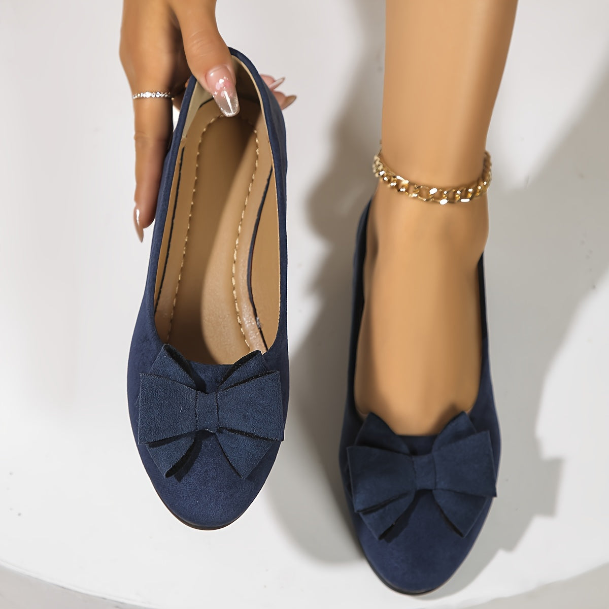 Camila | Women's Bow Detail Round Toe Ballet Flats Slip-On
