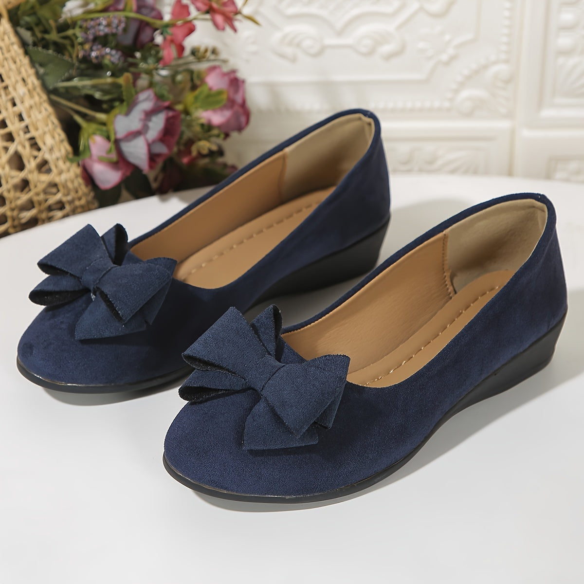 Camila | Women's Bow Detail Round Toe Ballet Flats Slip-On