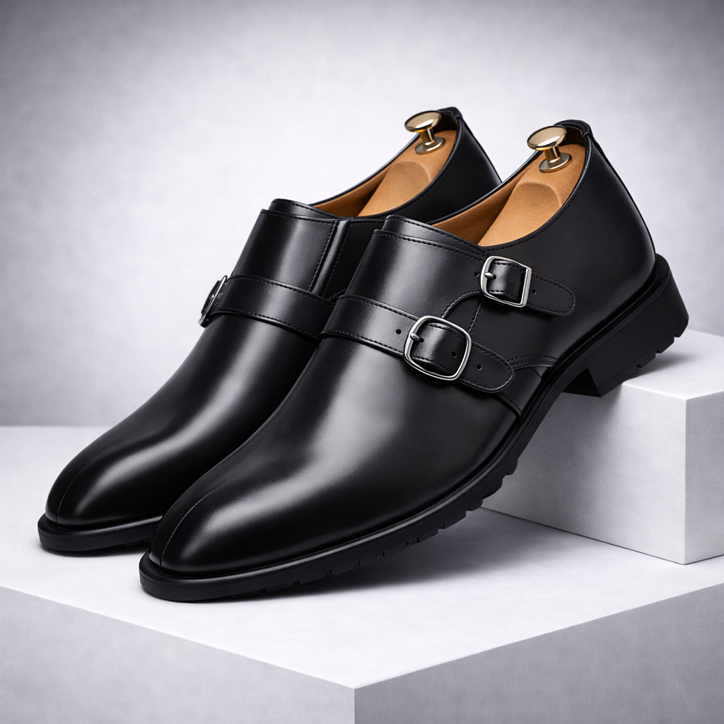 Carino Orthopedic Italian Leather Monk Strap Shoes