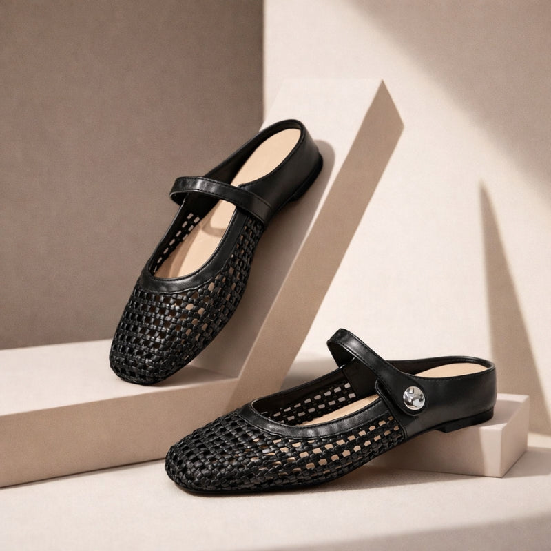 Sienna | Women's Mary Jane Mules Woven Flat Slip On Shoes