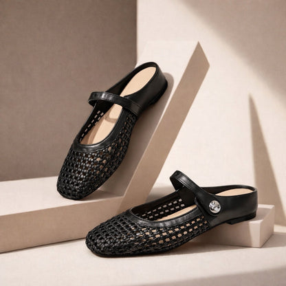 Sienna | Women's Mary Jane Mules Woven Flat Slip On Shoes