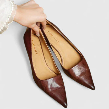 Louisa | Women's Pointed Toe Slingback Kitten Heels in Burgundy