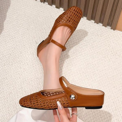 Sienna | Women's Mary Jane Mules Woven Flat Slip On Shoes