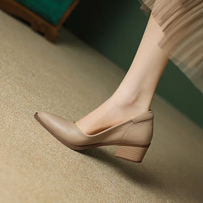 Amara | Women's Pointed Toe Block Heel Pumps Slip On Mid Heel Shoes