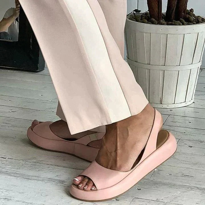 Women's Peep-Toe Slingback Flat Sandals