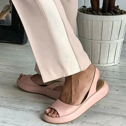 Women's Peep-Toe Slingback Flat Sandals