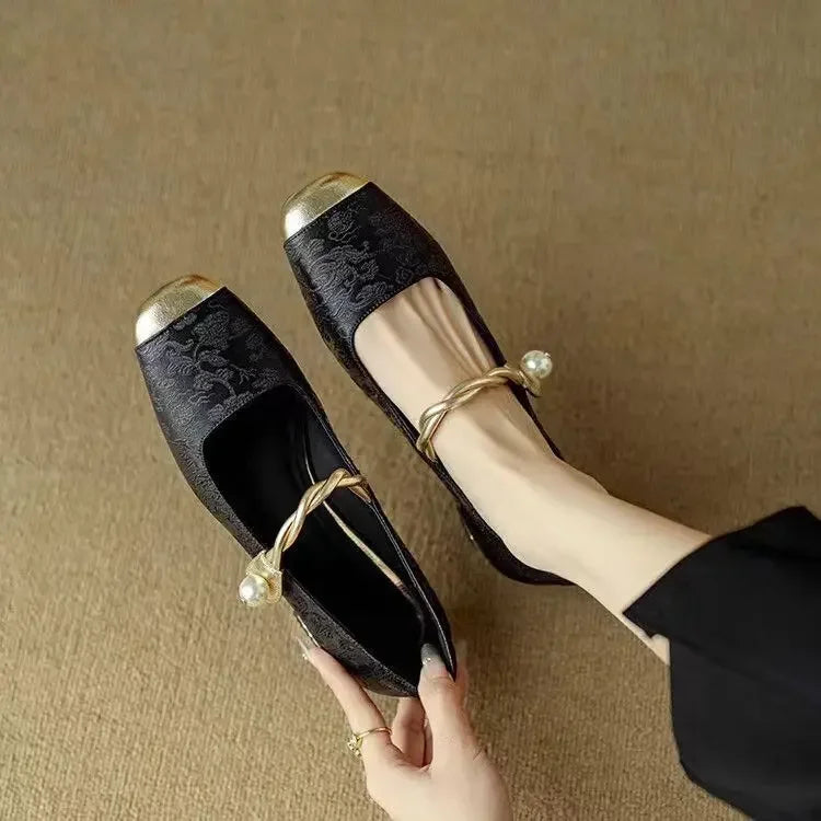 Women's Pearl Strap Mary Jane Heels