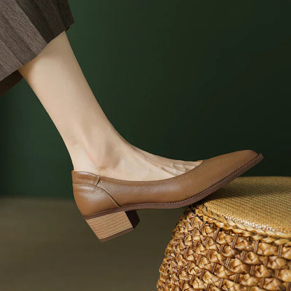 Amara | Women's Pointed Toe Block Heel Pumps Slip On Mid Heel Shoes