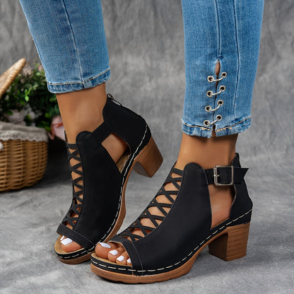 Women's Lattice Heel Adjustable Sandals