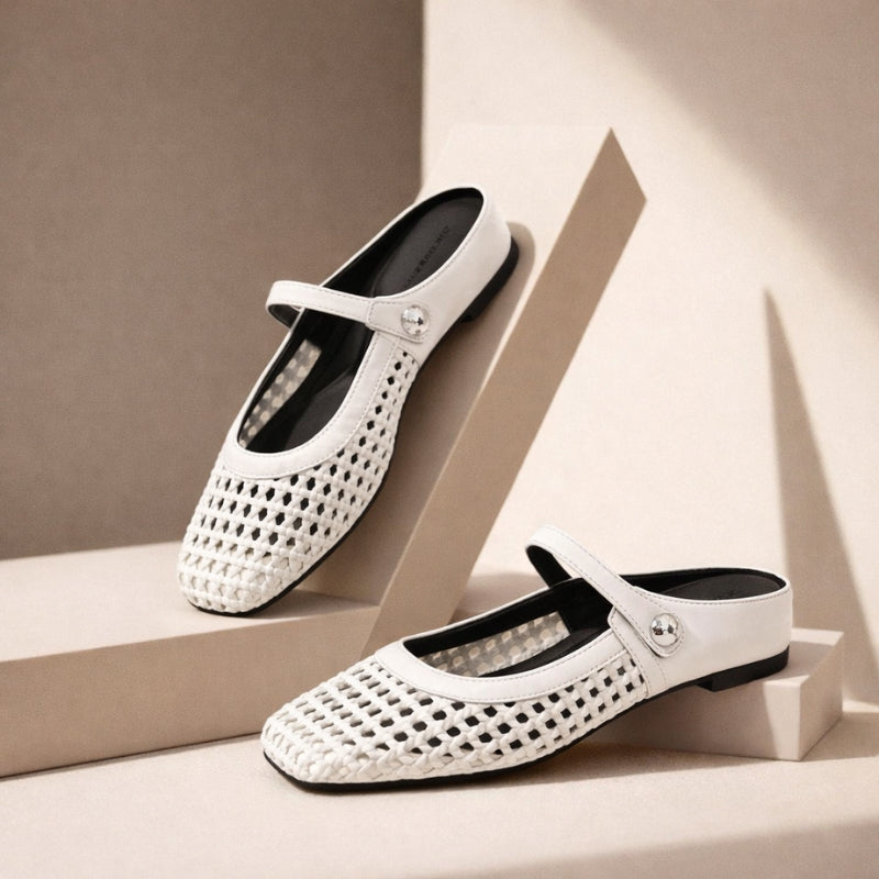 Sienna | Women's Mary Jane Mules Woven Flat Slip On Shoes