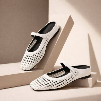 Sienna | Women's Mary Jane Mules Woven Flat Slip On Shoes