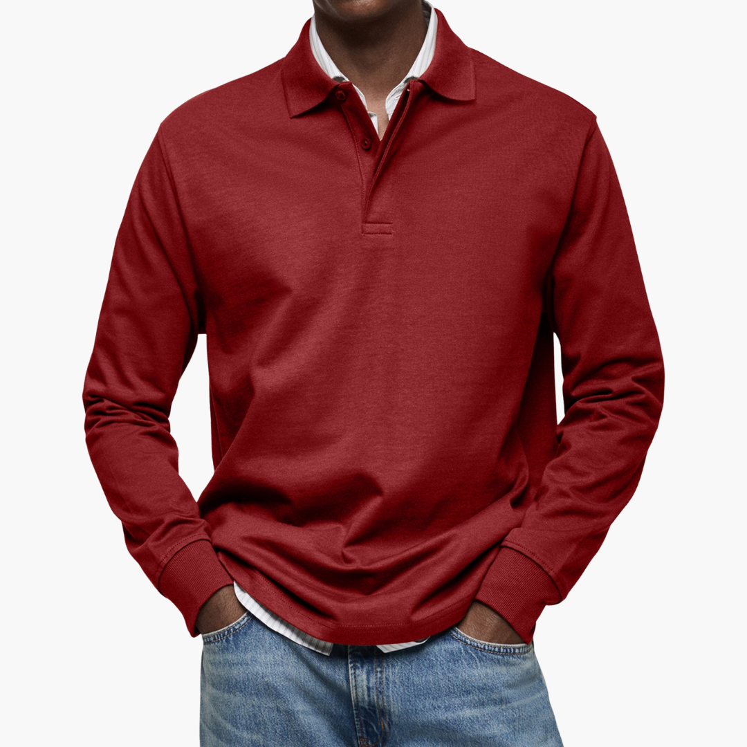 Men's Long Sleeve Casual Polo Shirt