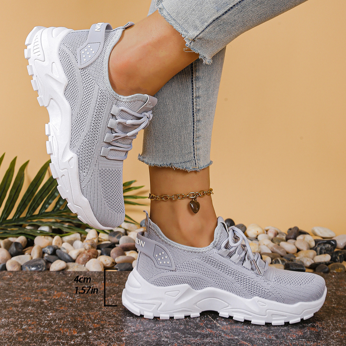 Women's Chunky Mesh Lace-Up Sneakers
