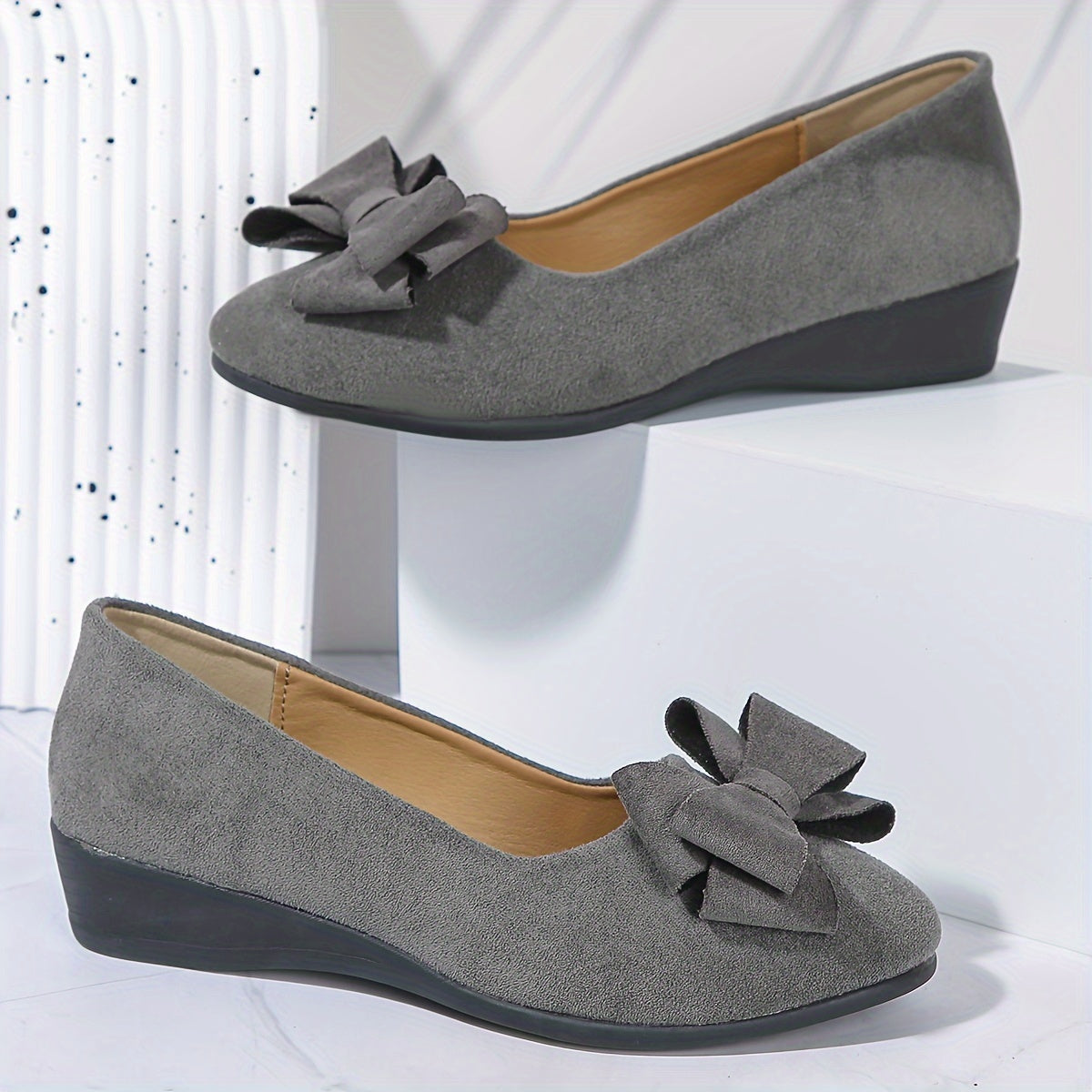 Camila | Women's Bow Detail Round Toe Ballet Flats Slip-On