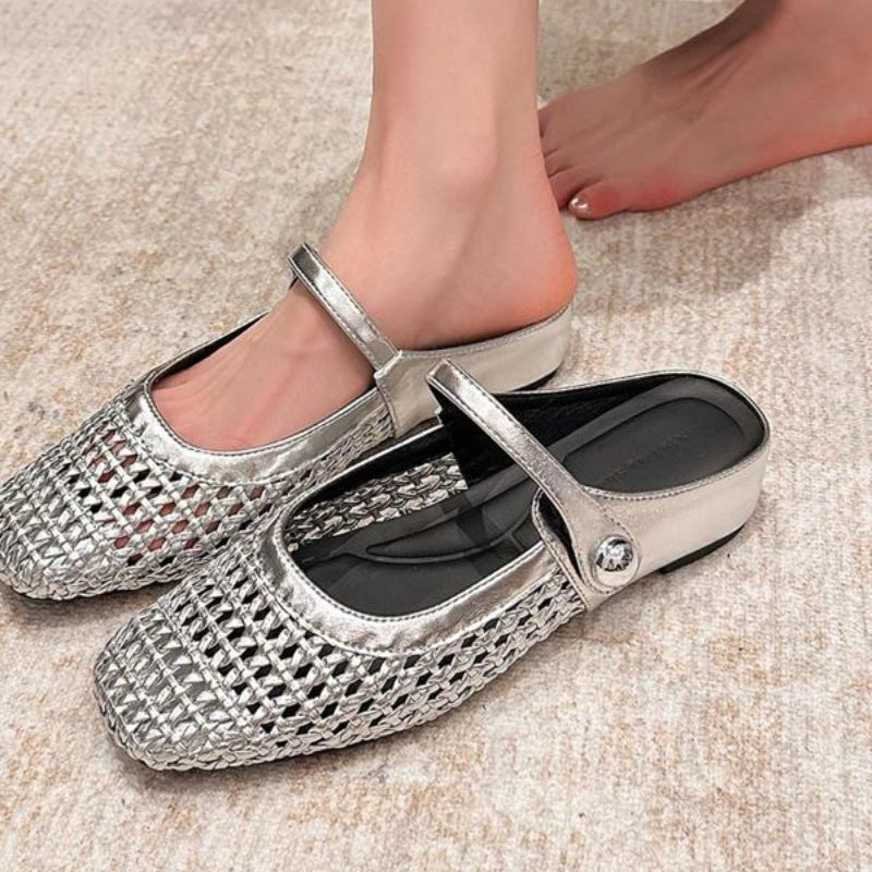 Sienna | Women's Mary Jane Mules Woven Flat Slip On Shoes