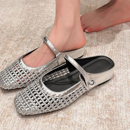 Sienna | Women's Mary Jane Mules Woven Flat Slip On Shoes