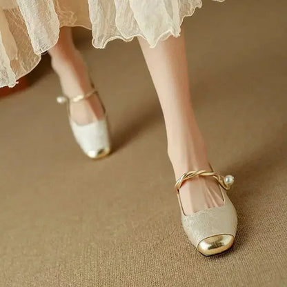 Women's Pearl Strap Mary Jane Heels