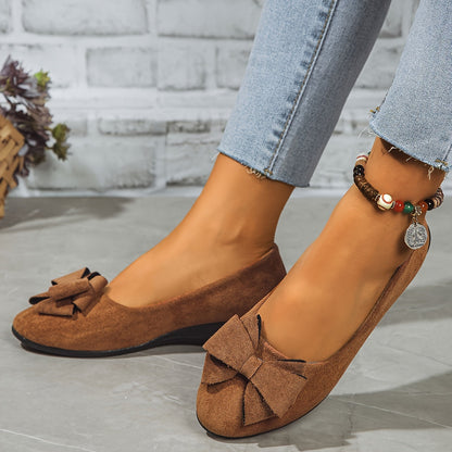Camila | Women's Bow Detail Round Toe Ballet Flats Slip-On
