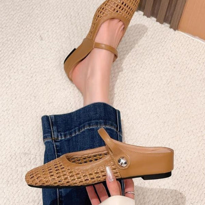 Sienna | Women's Mary Jane Mules Woven Flat Slip On Shoes