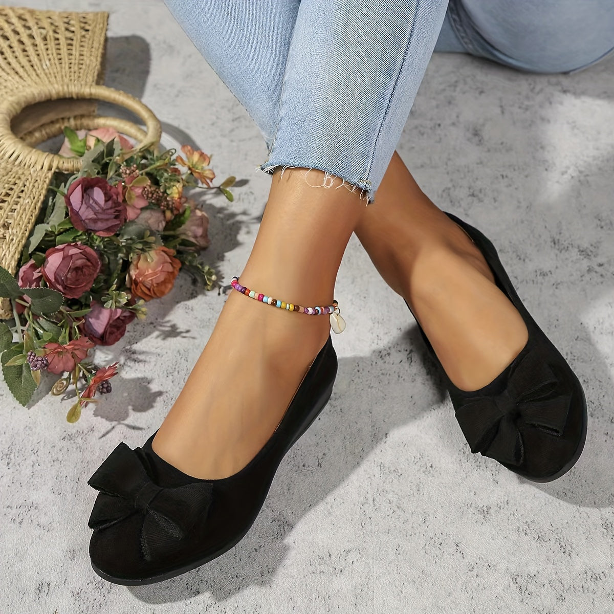 Camila | Women's Bow Detail Round Toe Ballet Flats Slip-On