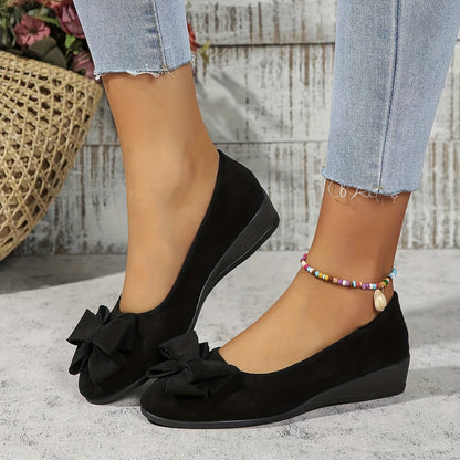 Camila | Women's Bow Detail Round Toe Ballet Flats Slip-On