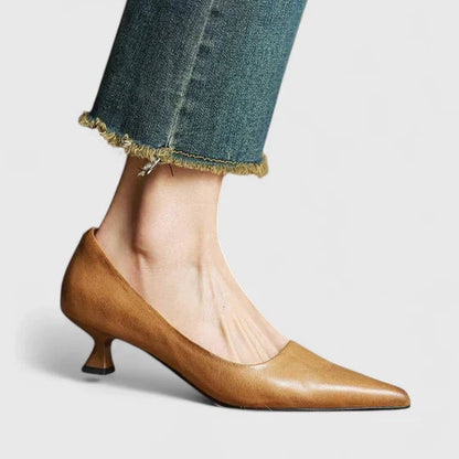 Louisa | Women's Pointed Toe Slingback Kitten Heels in Burgundy