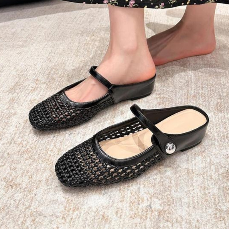Sienna | Women's Mary Jane Mules Woven Flat Slip On Shoes