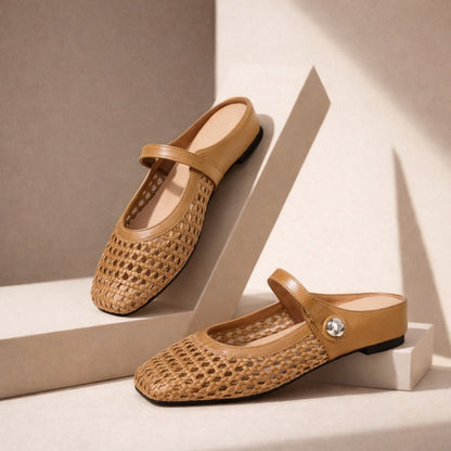 Sienna | Women's Mary Jane Mules Woven Flat Slip On Shoes
