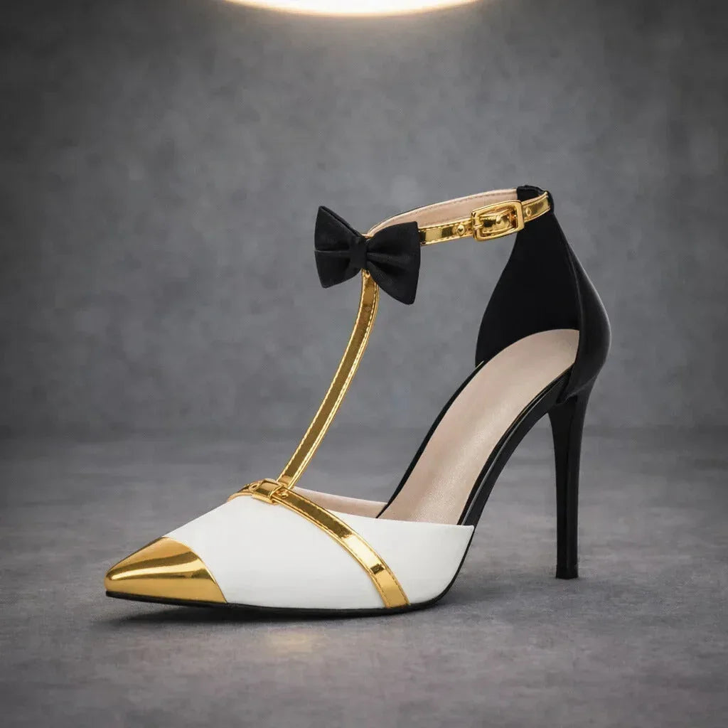 Women's Bow Stiletto Heels with Ankle Strap