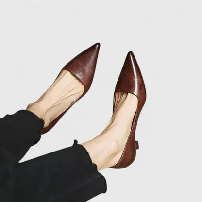 Louisa | Women's Pointed Toe Slingback Kitten Heels in Burgundy