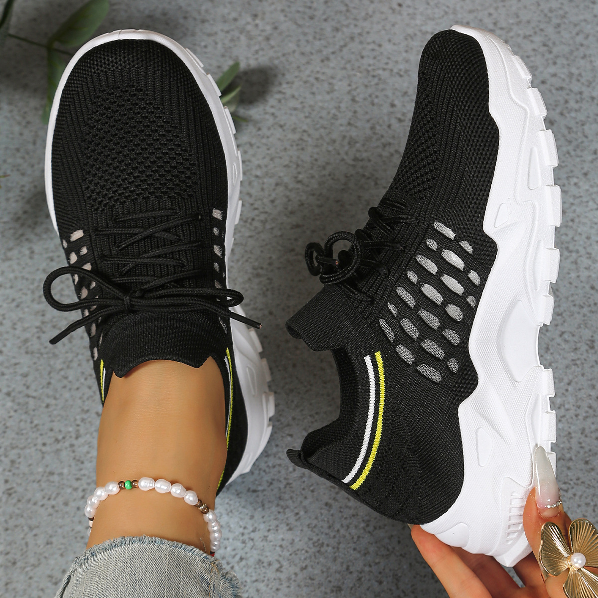 Women's Chunky Mesh Lace-Up Sneakers