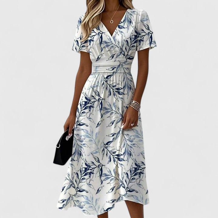 Women's Floral Wrap Spring Midi Dress