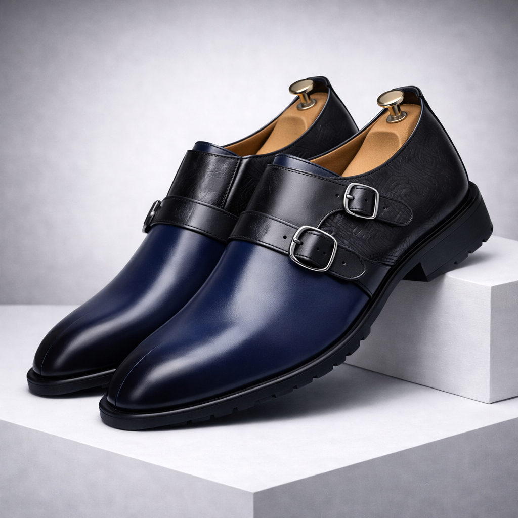Carino Orthopedic Italian Leather Monk Strap Shoes