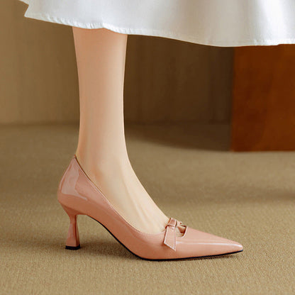 Women's Bow Pointed-Toe Kitten Heel Pumps