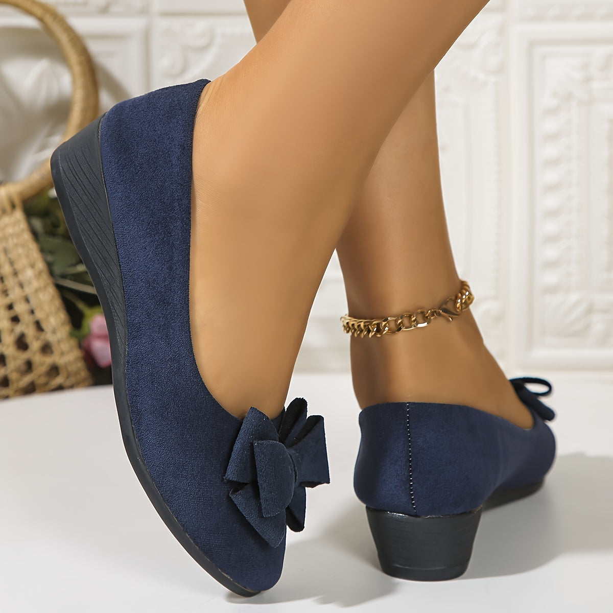 Camila | Women's Bow Detail Round Toe Ballet Flats Slip-On