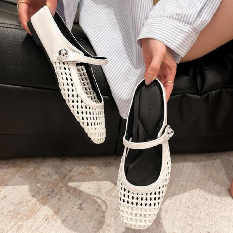 Sienna | Women's Mary Jane Mules Woven Flat Slip On Shoes