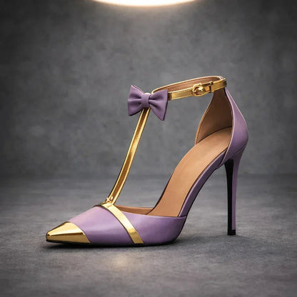 Women's Bow Stiletto Heels with Ankle Strap