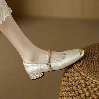 Women's Pearl Strap Mary Jane Heels