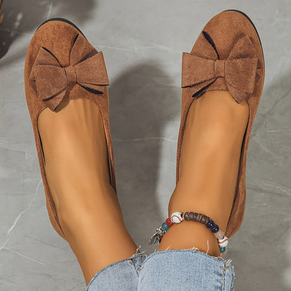 Camila | Women's Bow Detail Round Toe Ballet Flats Slip-On