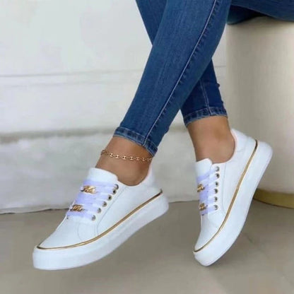 Avelin | Women's Black Platform Sneakers with Gold Chain Detail
